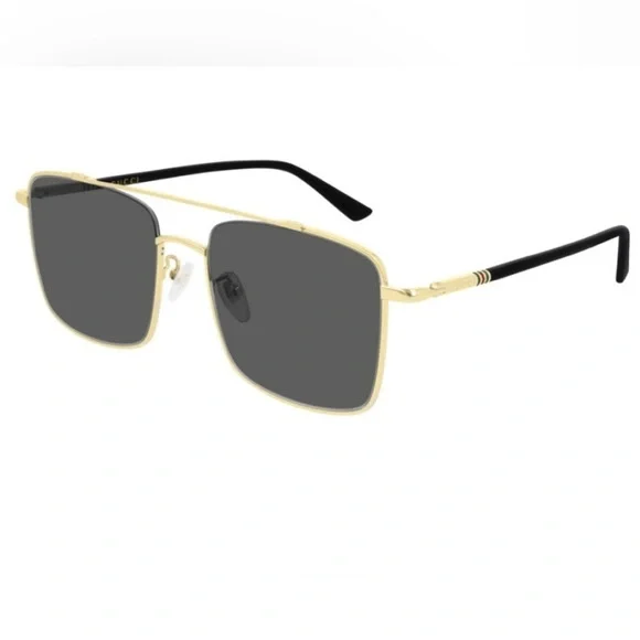 GUCCI MEN'S EYEWEAR GG0610SK 001 GOLD GREY SQUARE SUNGLASSES - Picture 2 of 11